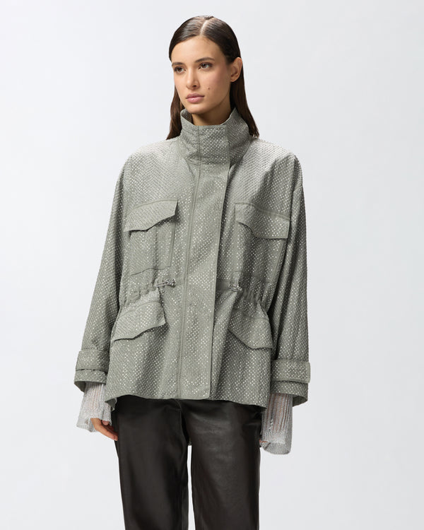 Technical parka with rhinestone-effect mini studs -  PESCATORE PARKA