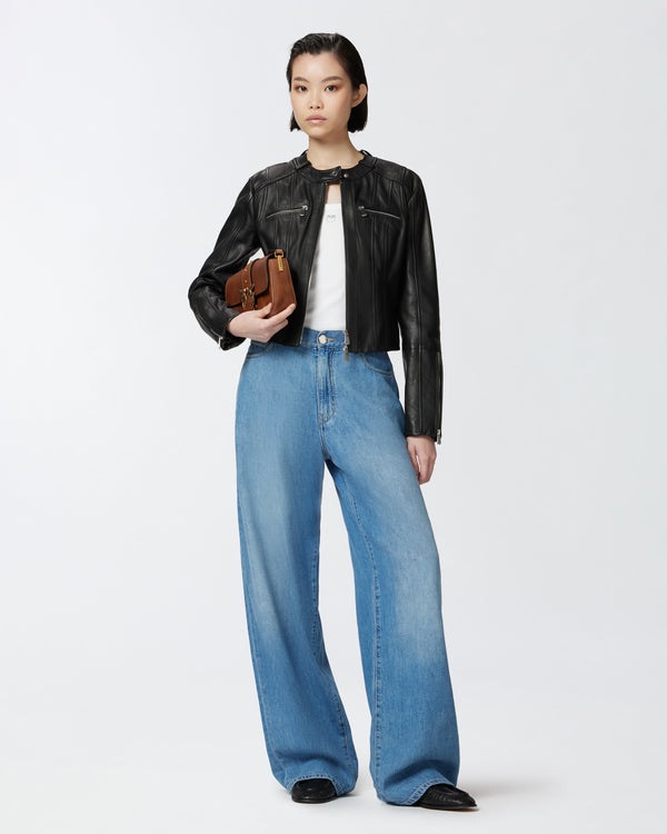 Medium-light denim palazzo jeans - LAURYN LOOSE