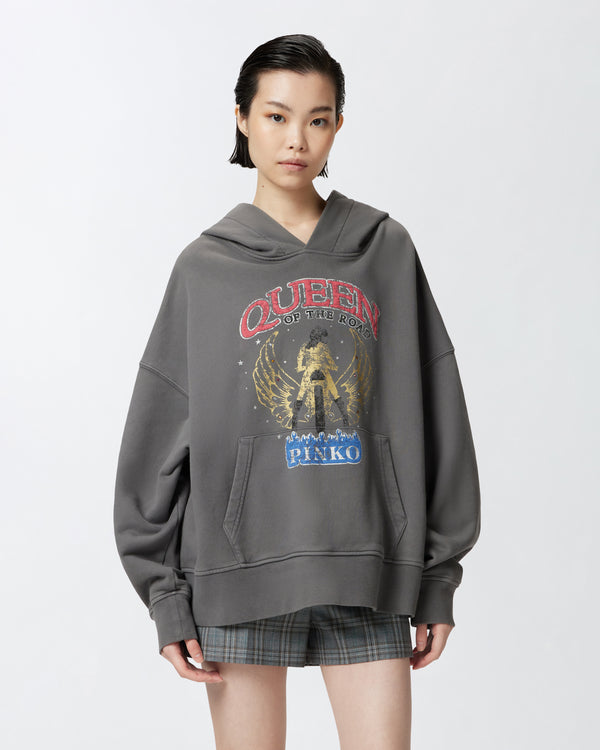 Oversized motorbike rider-print hoodie - MAKAMBA MAGLIA