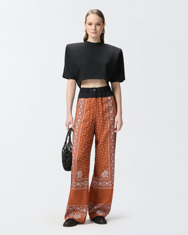 Lightweight wide-leg trousers with bandana print - SPIRITO PANTALONE