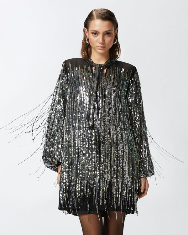 Mini dress with sequins and fringing - NIBBIO DRESS