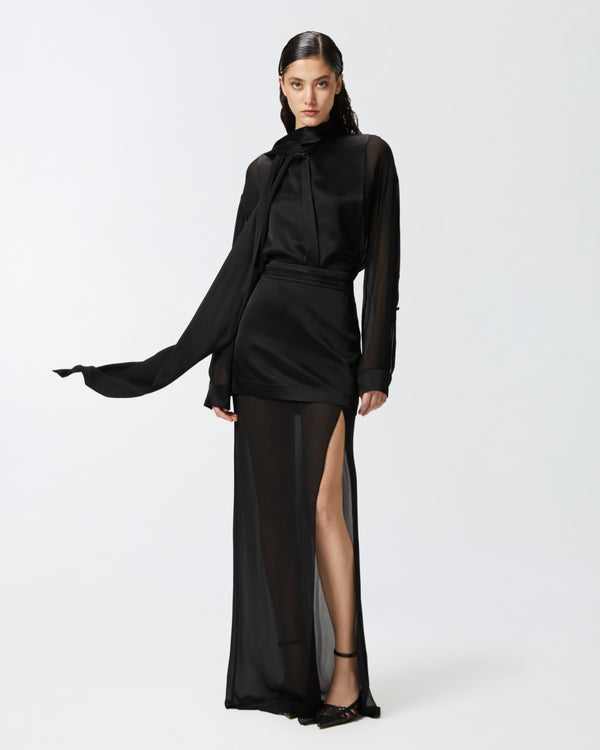 Elegant long skirt in sheer georgette and satin - GARZETTA GONNA