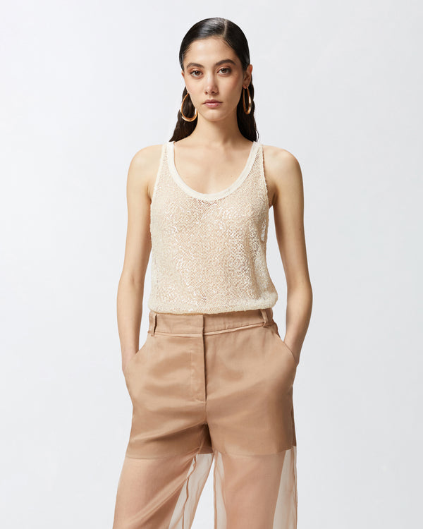 Sequinned mesh vest top - WAITING TANK