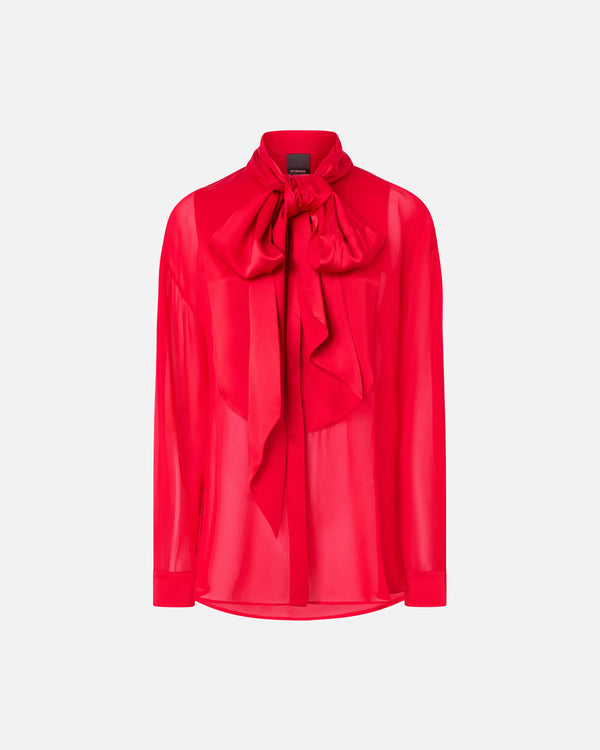 Elegant sheer shirt with satin insert - CIVETTA SHIRT