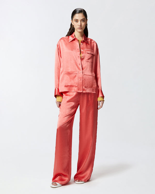 Flowing satin shirt with small pocket - COCCOLE SHIRT