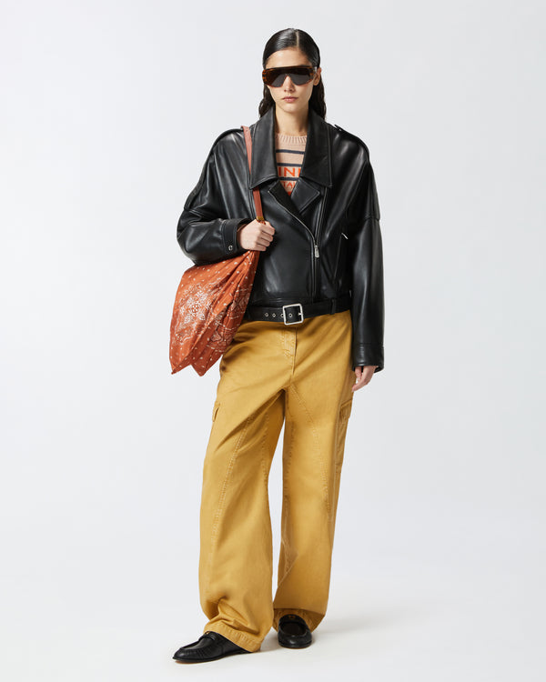 Nappa leather biker jacket with belt - CONFINE BIKER JACKET