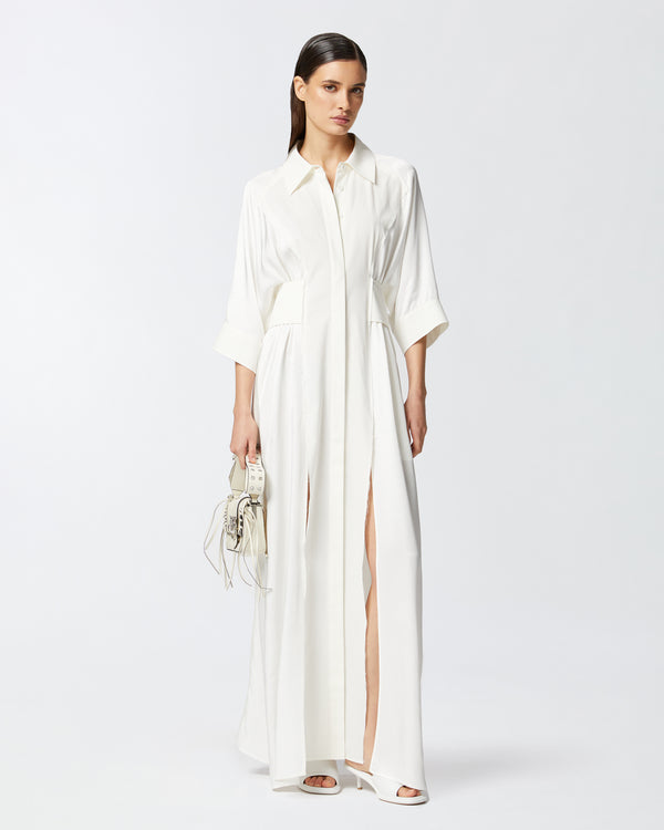 Long habotai and cotton shirt dress - AMERIGO DRESS