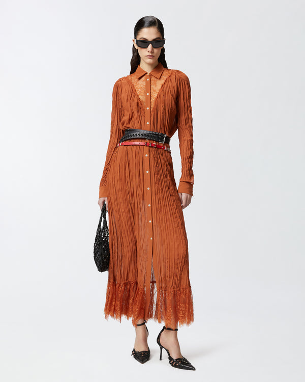 TANGACCIO SHIRT DRESS - Long shirt dress with lace detailing