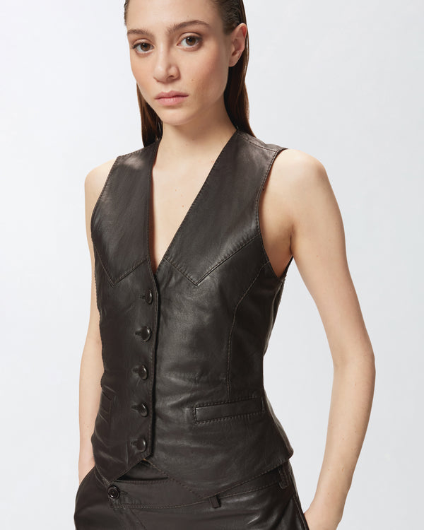 Reimagine by PINKO X Patrick McDowell leather waistcoat - VEST GRIPS