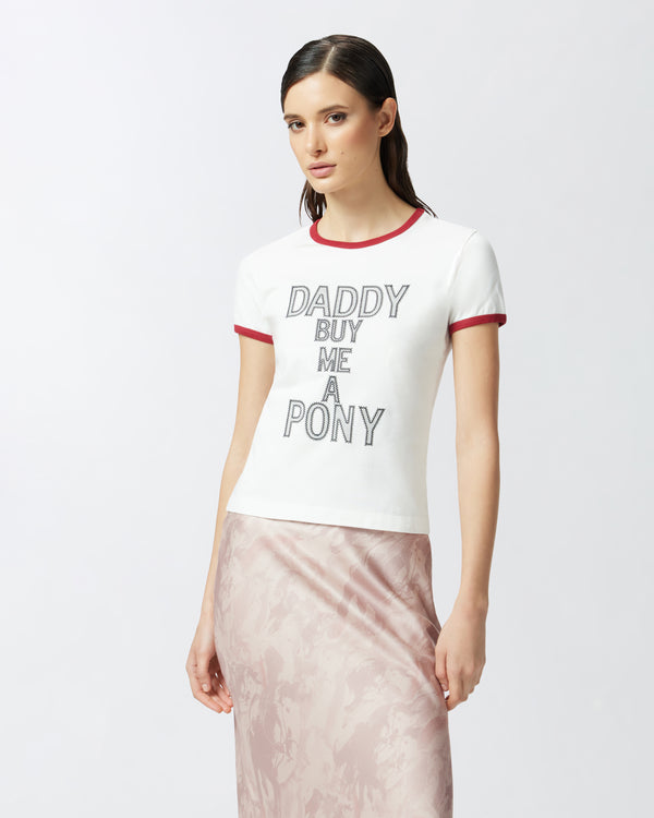 Reimagine by PINKO X Patrick McDowell T-shirt with embroidered wording - WALER T-SHIRT