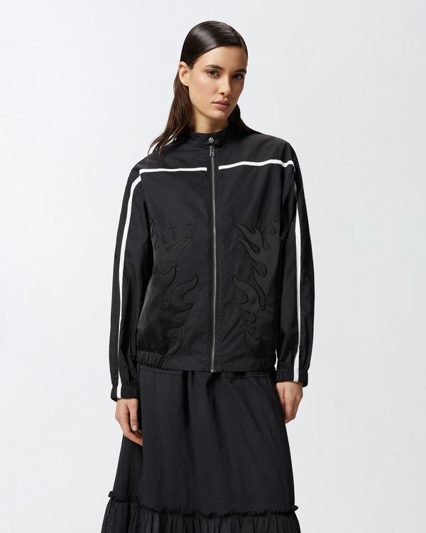 Poplin bomber jacket with flame motif - RYAN BOMBER