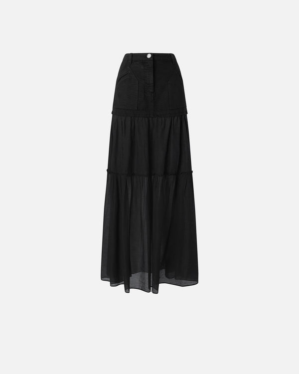 Long skirt in canvas and cotton voile - KENNY SKIRT
