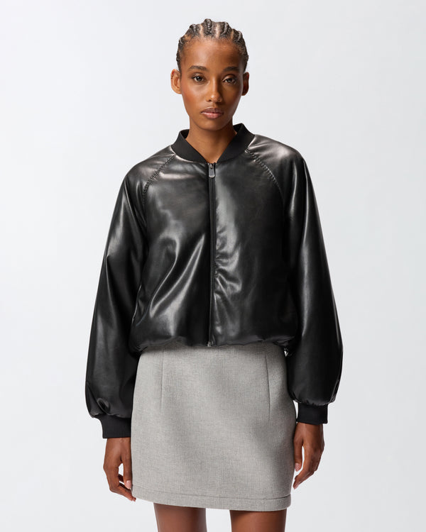 Short leather-effect bomber jacket - BRODO BOMBER