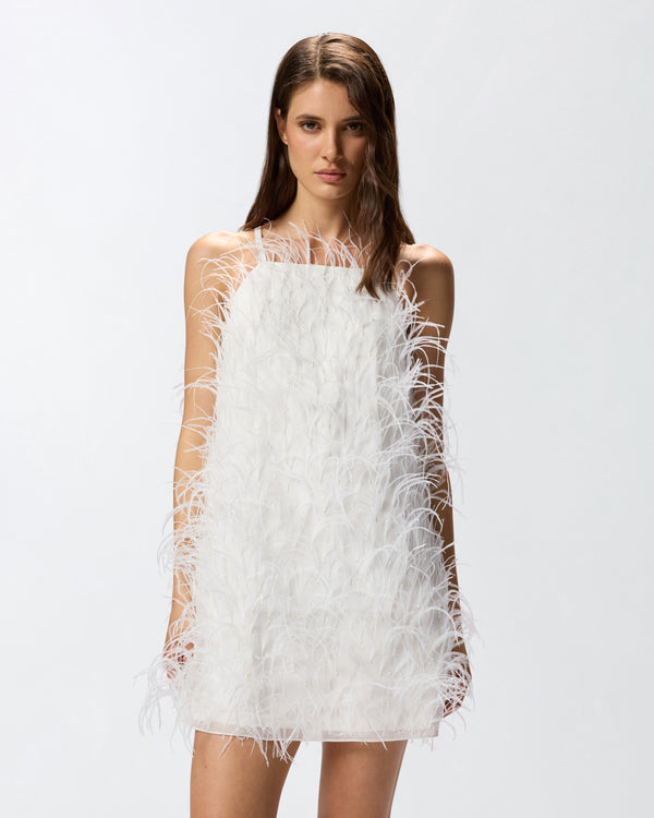 Short dress with feathers -  PIRIPICCHIO DRESS