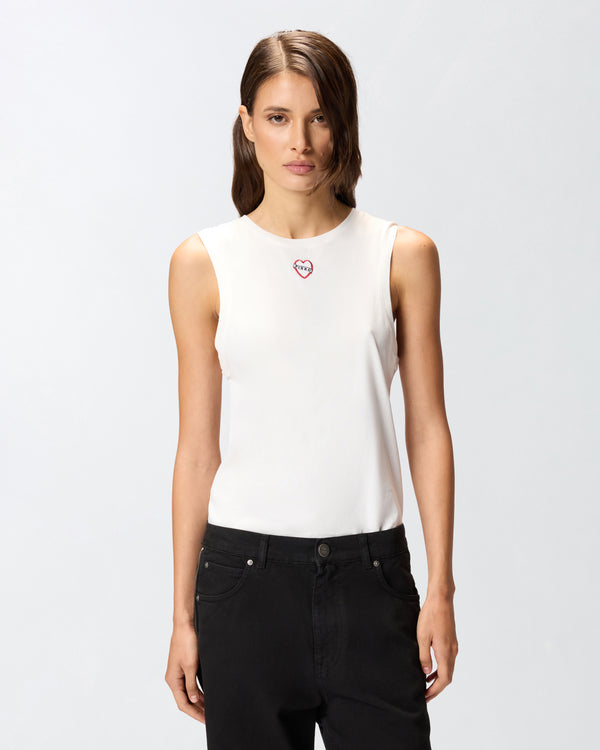 Sleeveless T-shirt with heart embroidery - CASIMIRO TANK TOP