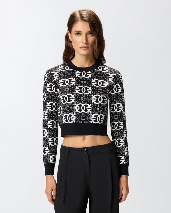 Cropped sweater with Love Birds logo - GYPSIES CROPPED