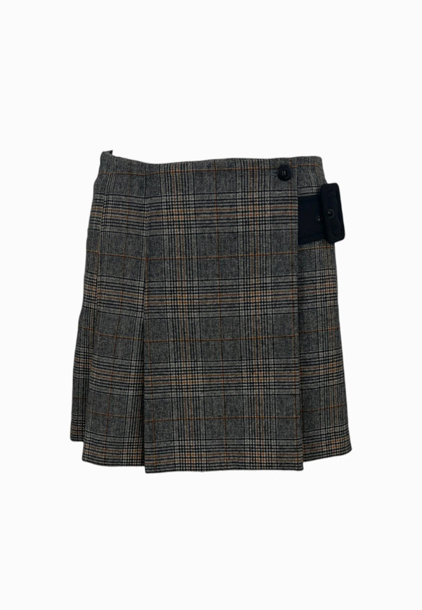 Wrap mini skirt with check motif - CONSOLATA SKIRT