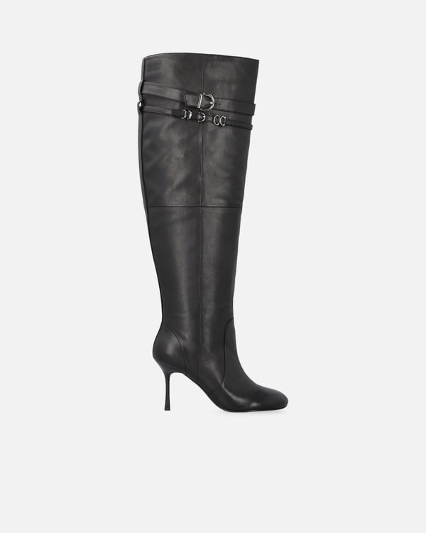 Knee-high nappa leather boots with heel and strap - POLLY 02 - BOOT