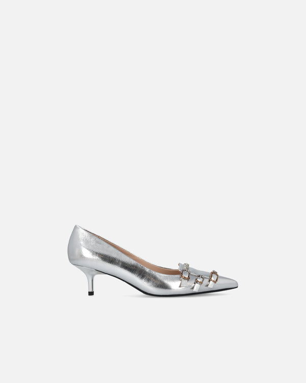 Low laminated nappa leather pumps with straps and studs - GLORIA 12 - PUMPS