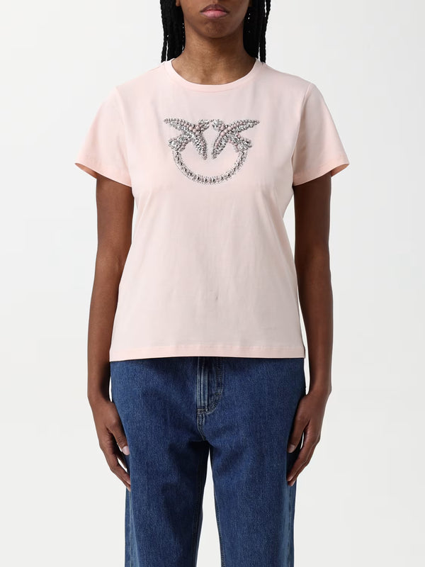 T-shirt with crystal-embroidered Love Birds logo - QUENTIN T-SHIRT