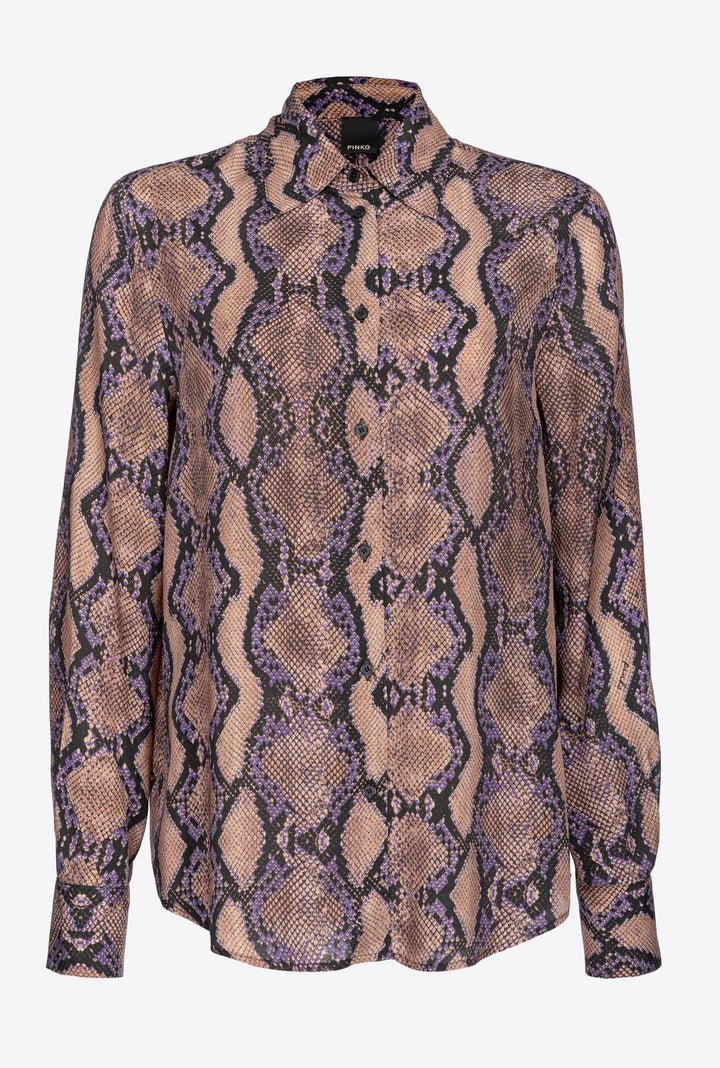 SMORZARE CAMICIA TWILL STAMPA SNAKE טופ - PINKO ISRAEL