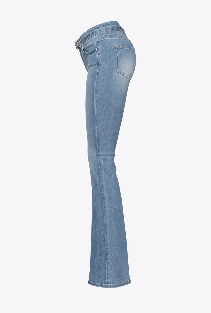 FLORA FLARE DENIM BLUE STRETCH - PINKO ISRAEL