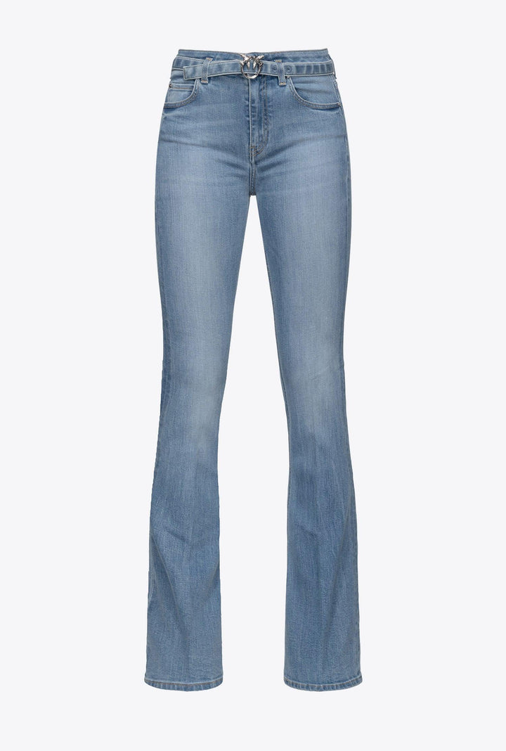 FLORA FLARE DENIM BLUE STRETCH - PINKO ISRAEL