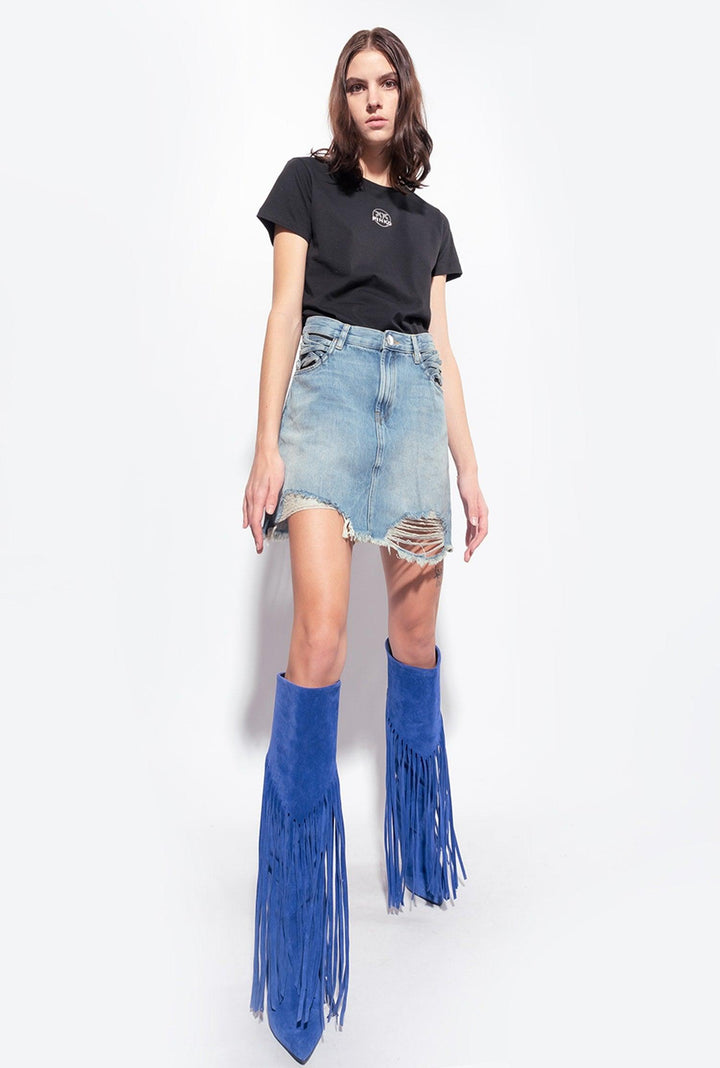 BUNKAI GONNA DENIM SLOUCHY CON STRI חצאית - PINKO ISRAEL