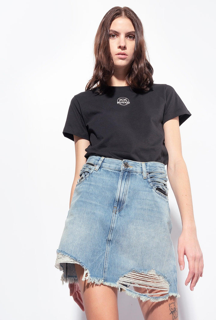 BUNKAI GONNA DENIM SLOUCHY CON STRI חצאית - PINKO ISRAEL