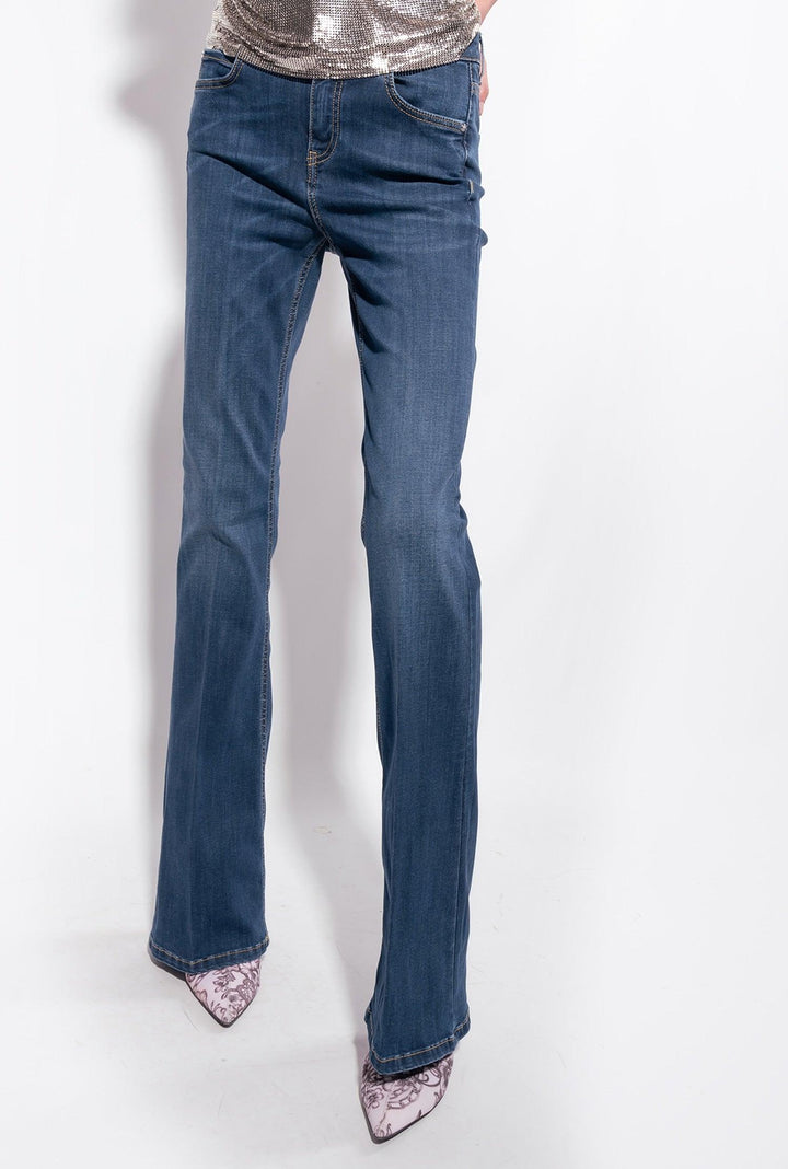 FLORA NO BELT FLARE DENIM SUPER STR - PINKO ISRAEL