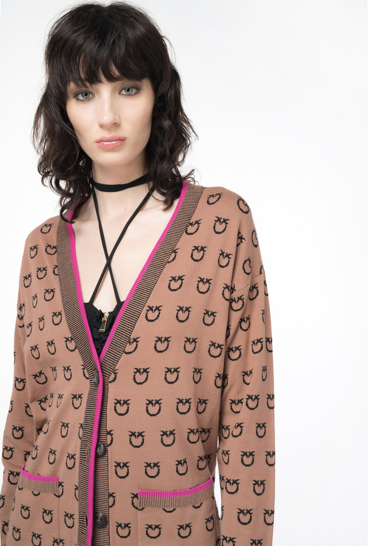 LAMA CARDIGAN TUBICO LOGO BIRDS - PINKO ISRAEL