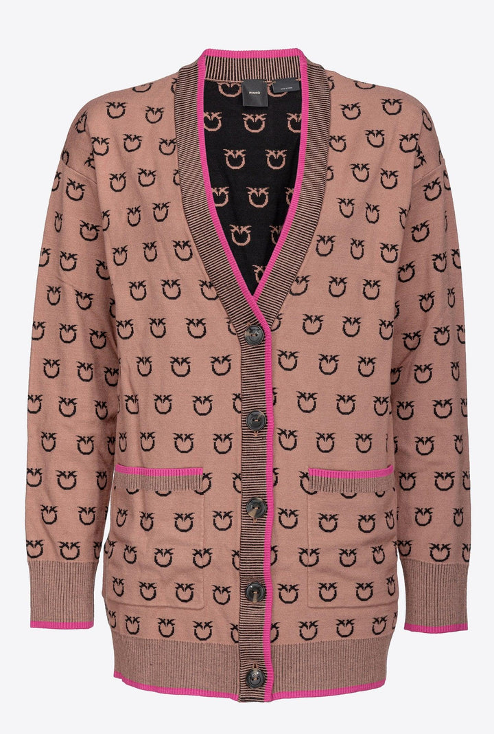 LAMA CARDIGAN TUBICO LOGO BIRDS - PINKO ISRAEL