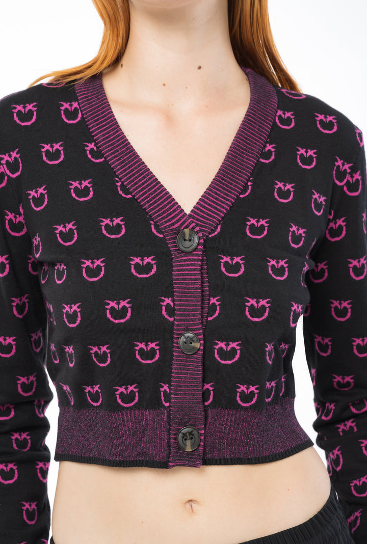 IDRA CARDIGAN TUBICO LOGO BIRDS - PINKO ISRAEL