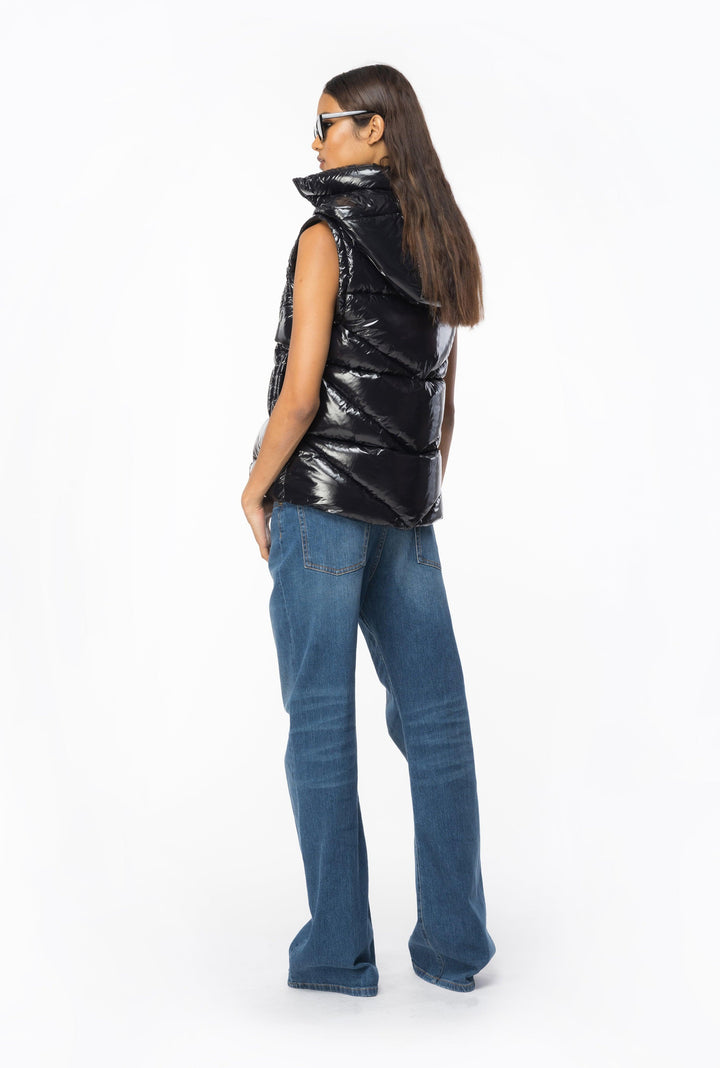 GEOS GILET CRYSTAL NYLON CON RICAM - PINKO ISRAEL