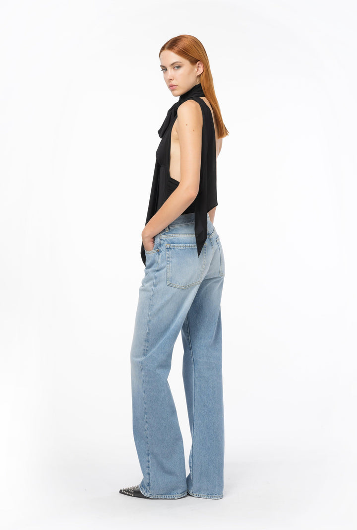 WANDA WIDE LEG DENIM VINTAGE CHIARO - PINKO ISRAEL